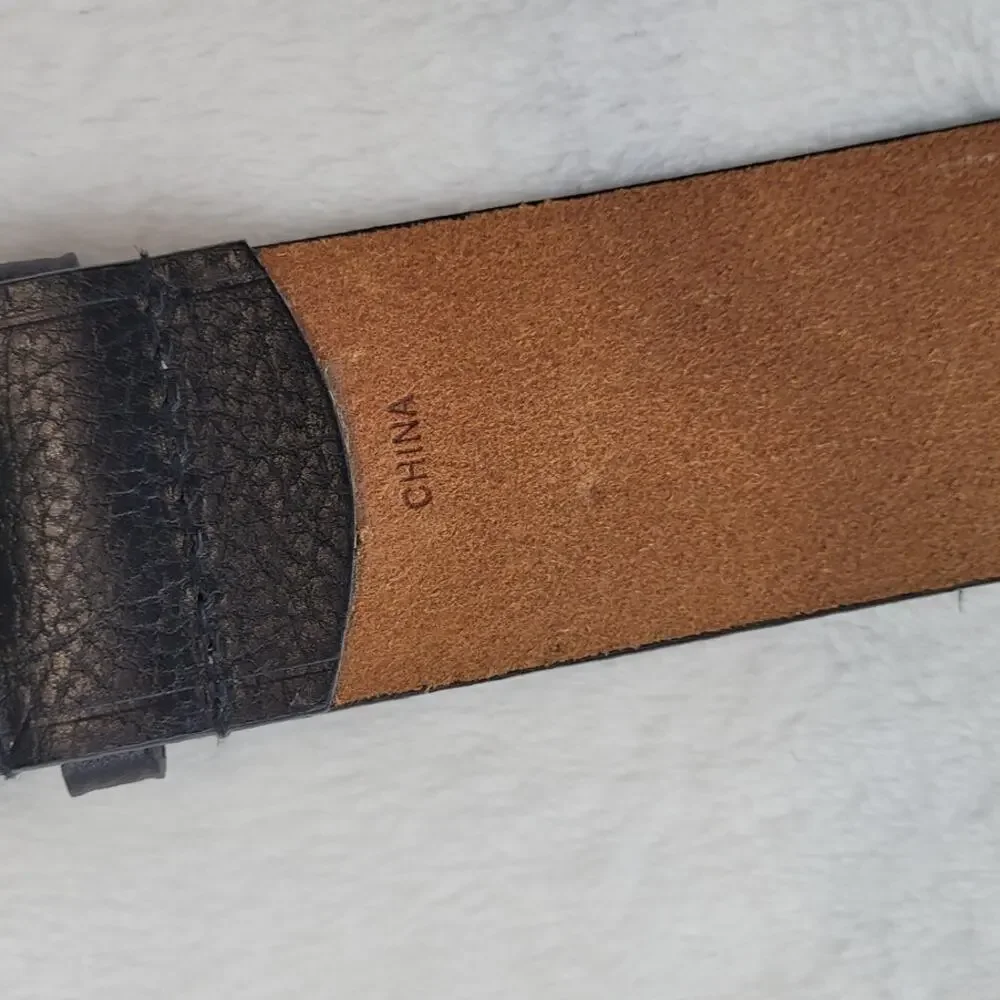 Michael Kors Leather Belt Black Brown Gold Logo XL Luxury Capsule Minimalist